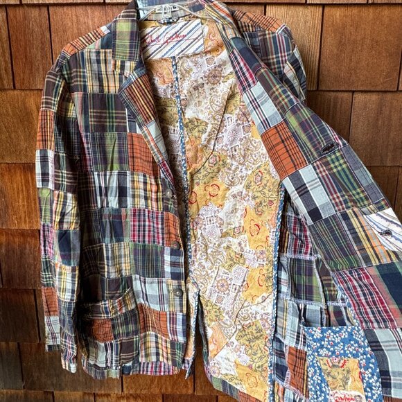 Vintage Robert Graham Madras Patchwork Cotton Front Button Blazer - Unisex Large - Picture 8 of 11